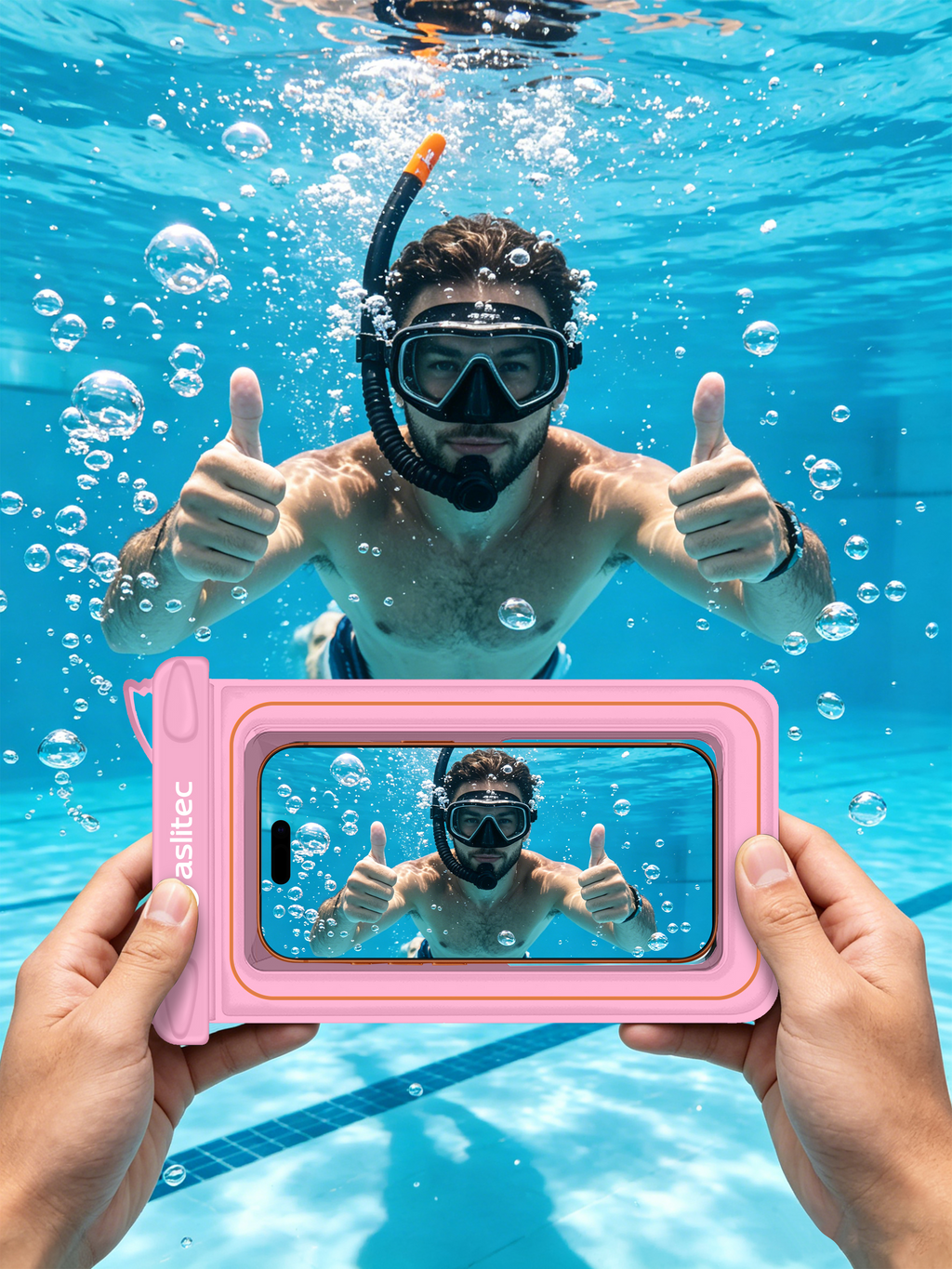 aslitec DIVEGUARD Pouch IP8X Waterproof Floating Phone Pouch With Touch Screen Access Fit Up to 8.9 inch