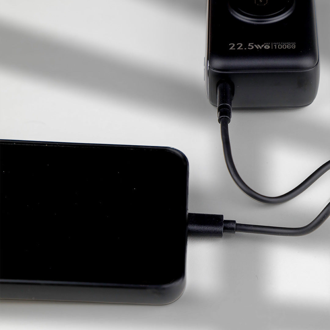 LZEL Ampflow10 Mini 10000Mah Pd Power Bank 22.5W | Built-In Type-C & Lightning Cable | Wireless Charging