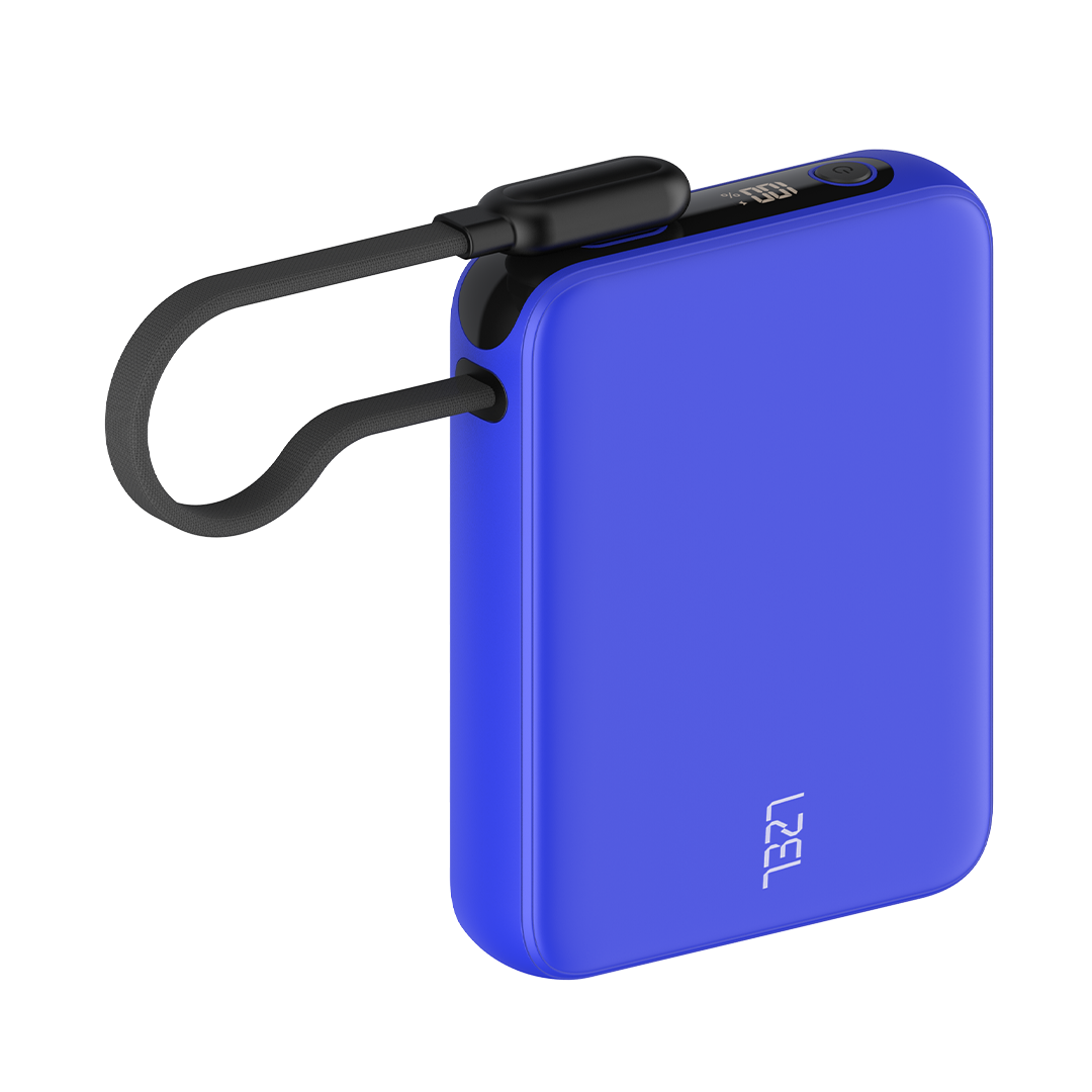 LZEL PrimeBrio 5K Mini PD Power Bank – 5000mAh, 20W, Built-in Type-C Cable | Blue