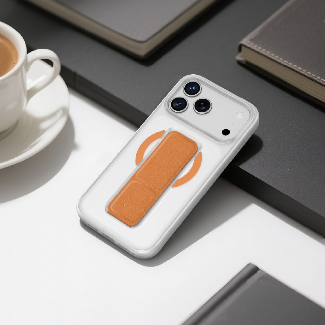 Asli Global MagTrox Gravitas MagSafe Leather Grip Case for iPhone 17 Pro | Orange