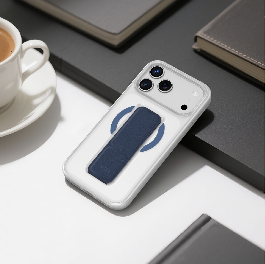 Asli Global MagTrox Gravitas MagSafe Leather Grip Case for iPhone 17 Pro | Blue