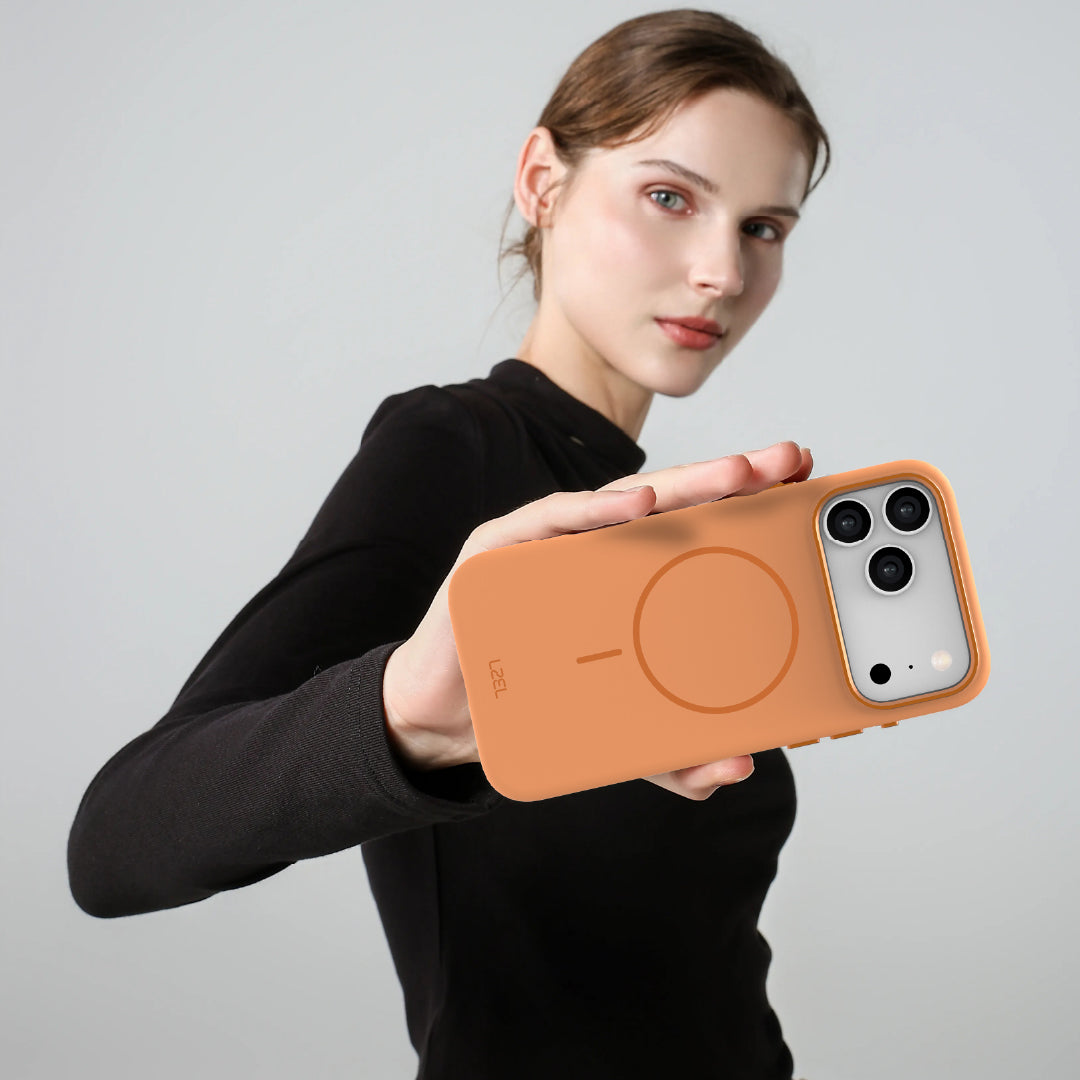 LZEL Magnexin Silicone Case for iPhone 17 Pro | Papaya Orange