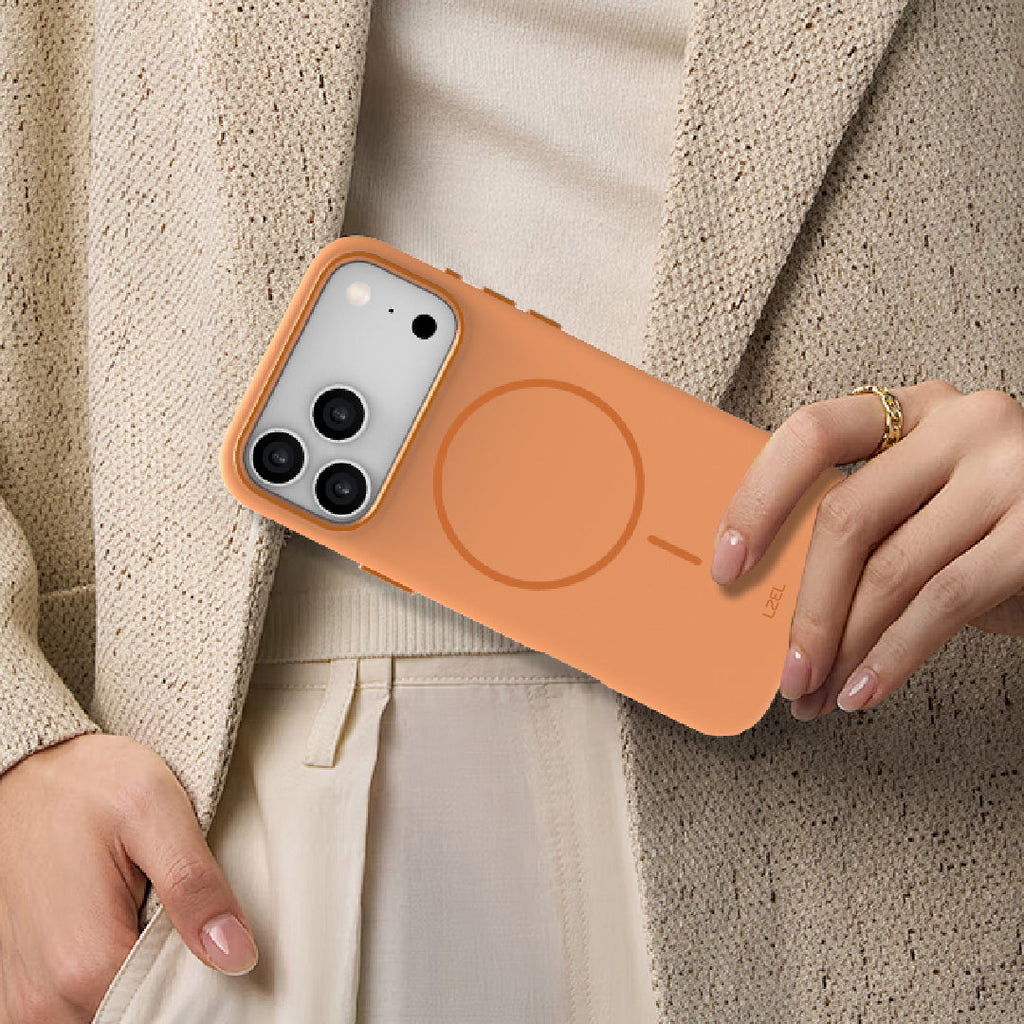 LZEL Magnexin Silicone Case for iPhone 17 Pro Max | Papaya Orange