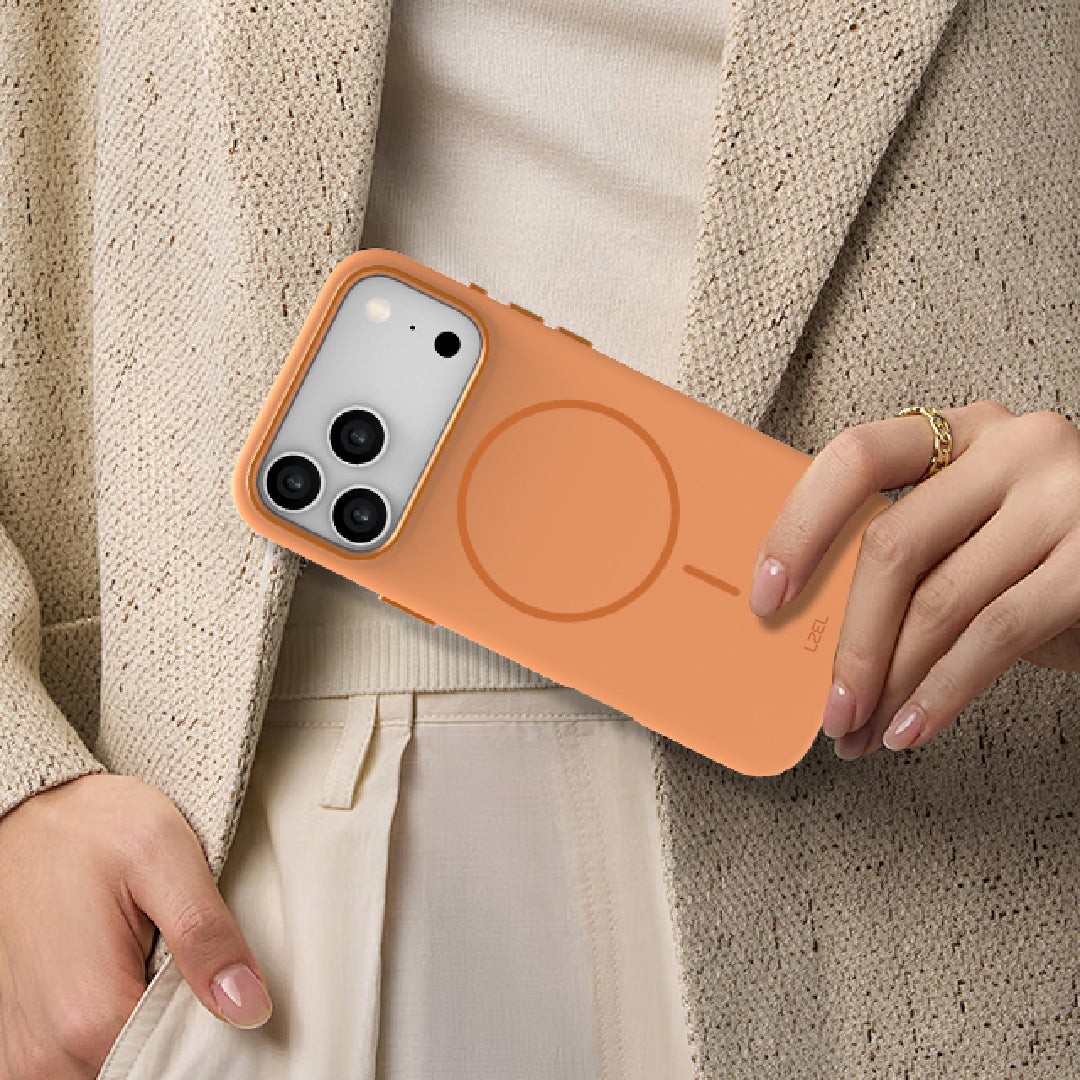 LZEL Magnexin Silicone Case for iPhone 17 Pro | Papaya Orange