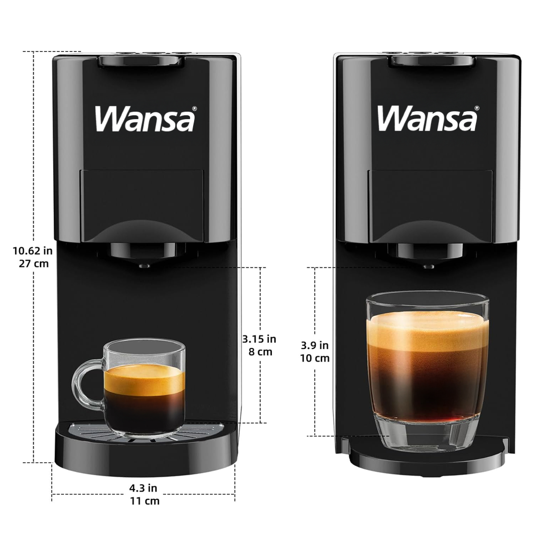 Wansa Upgrade 5 in 1 Espresso Single Serve Coffee Machine for Nespresso Original/Dolce Gusto/Mio/Ground Capsule and ESE Coffee Pods,19 Bar Automatic Compatible Capsule Coffee Machine