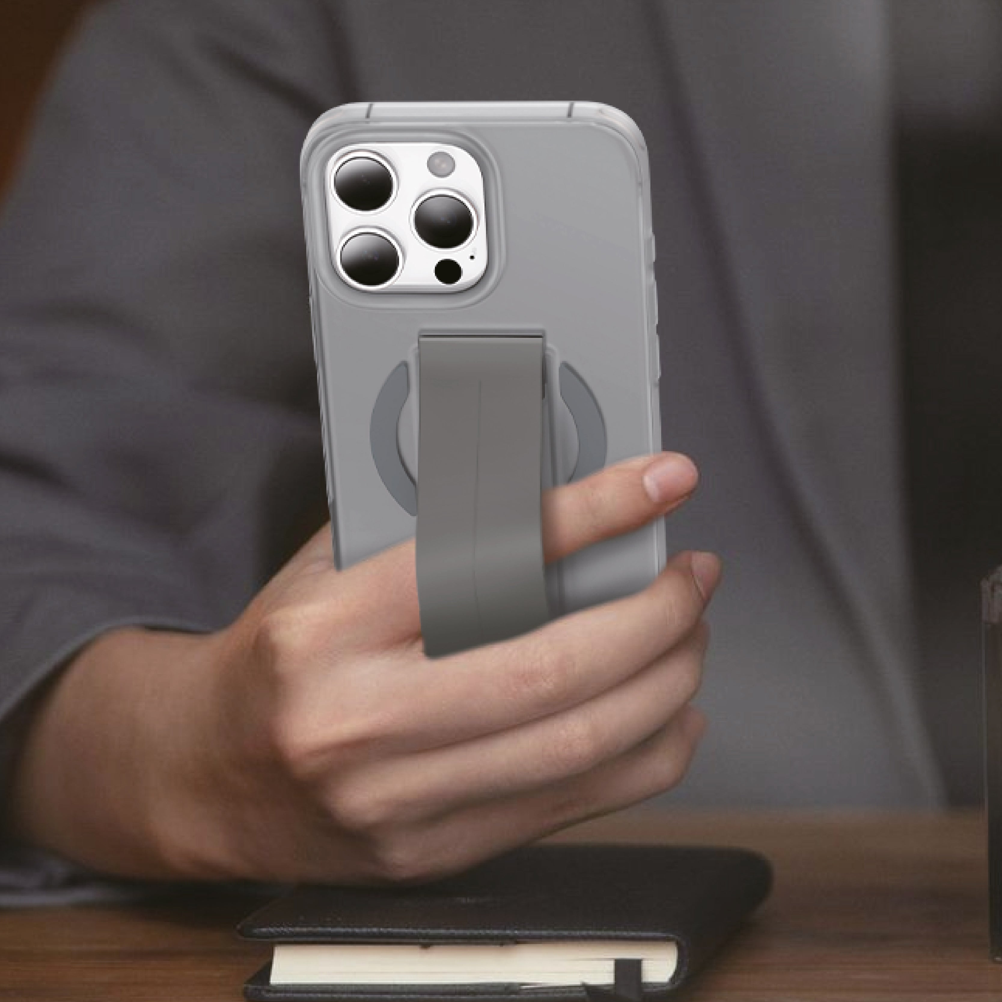 Asli Global Gravitas iPhone 16 Pro MagSilicone MagSafe With Flexible Grip Case |Gray