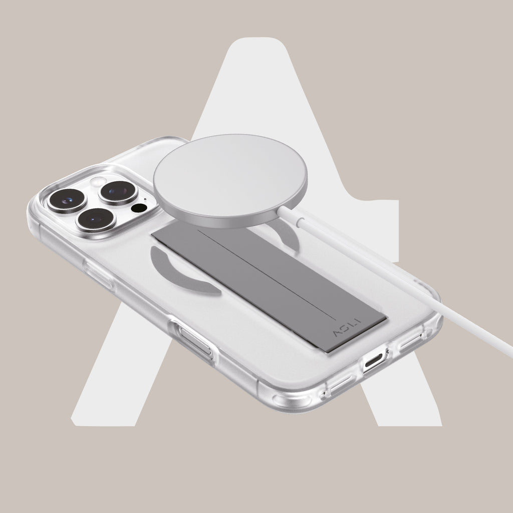 Asli Global Gravitas iPhone 15 Pro MagSilicone MagSafe With Flexible Gray Grip Case | Titanium