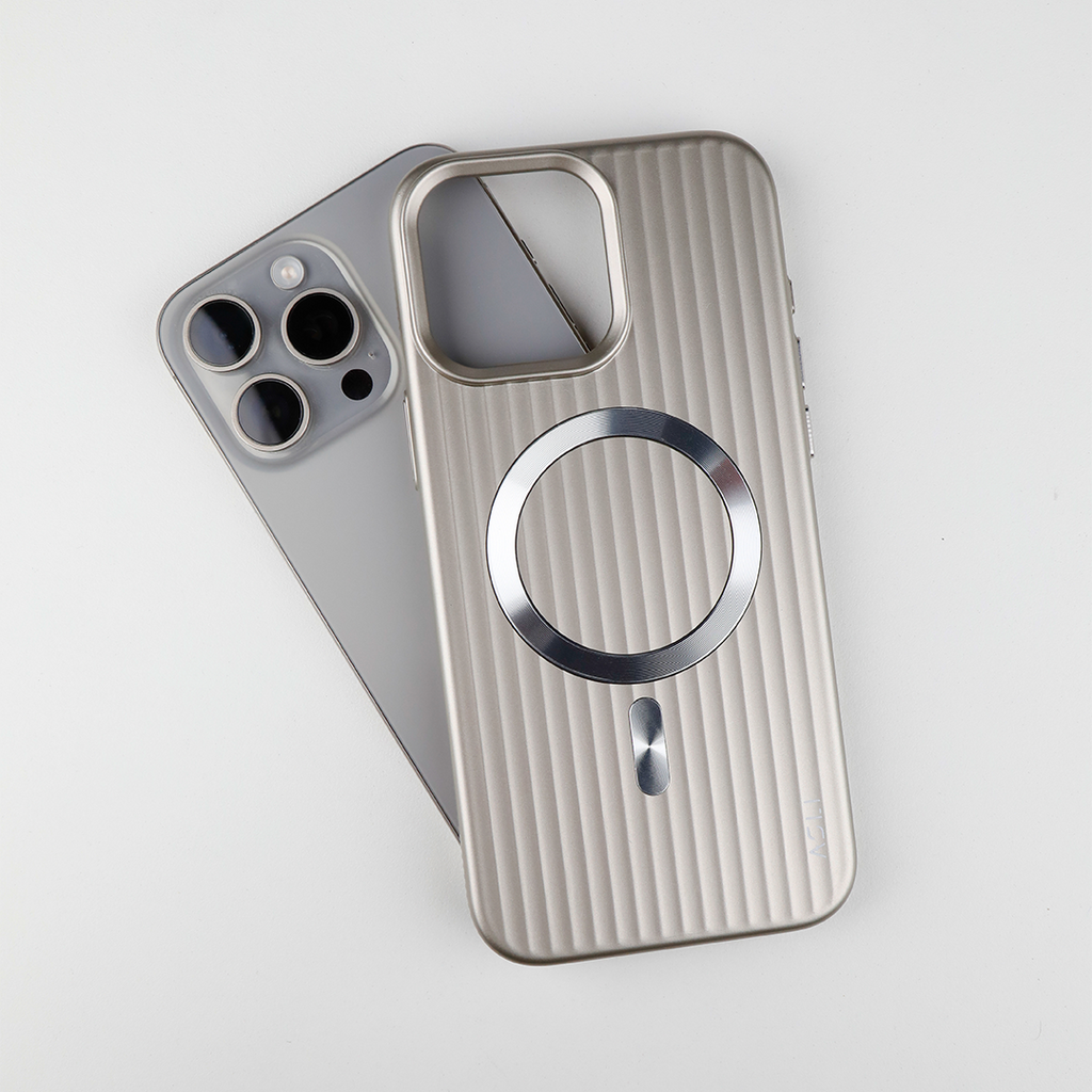 ASLI Corrugared Ridge Premium Metalic Case With Enhanced Camera Protection Case For iPhone 16 Pro Max