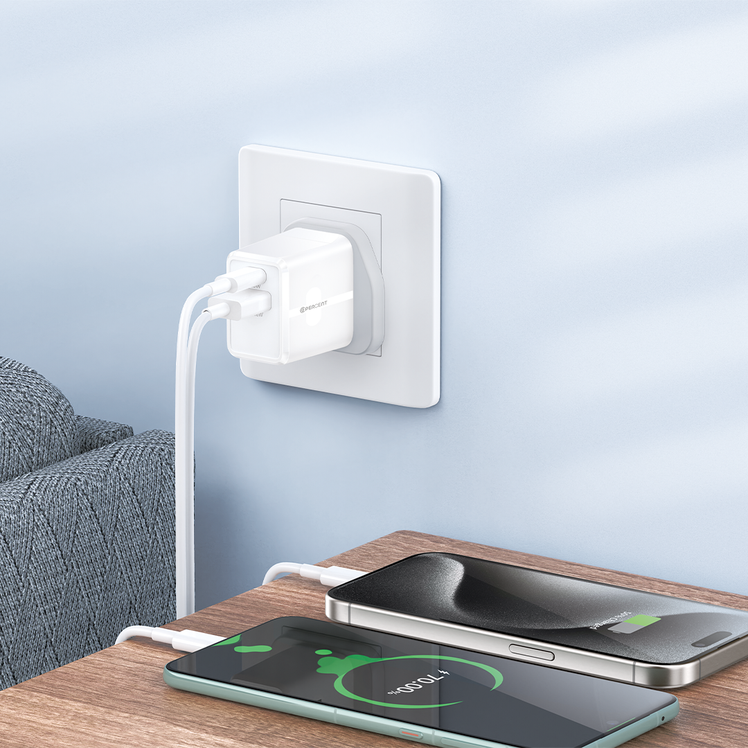 90 Percent ThunderNeo Volt+ 20W Dual Port Wall Charger | White