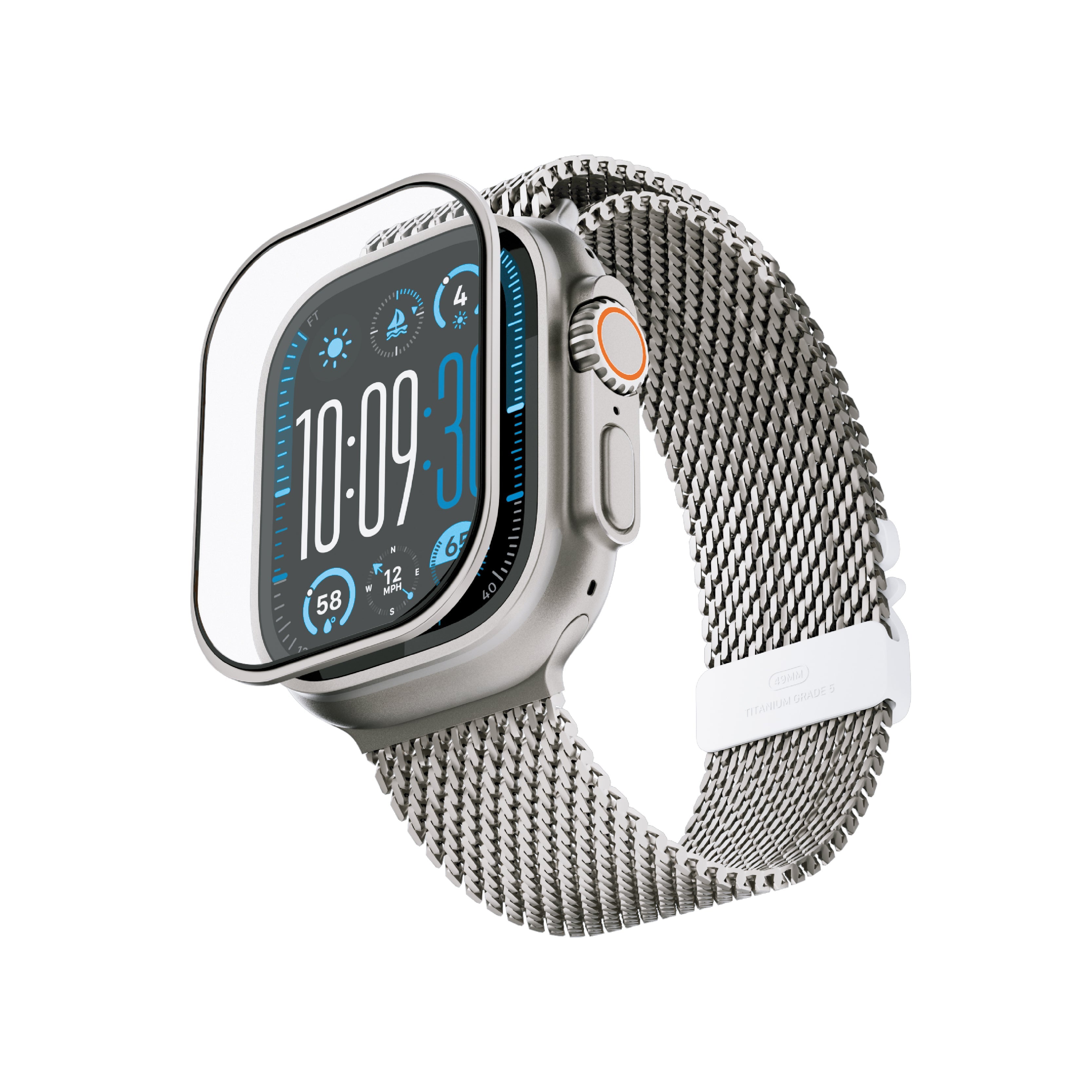 LZEL Zentrix Shield Titanium Edge Screen Protector For 49mm Watch | Titanium