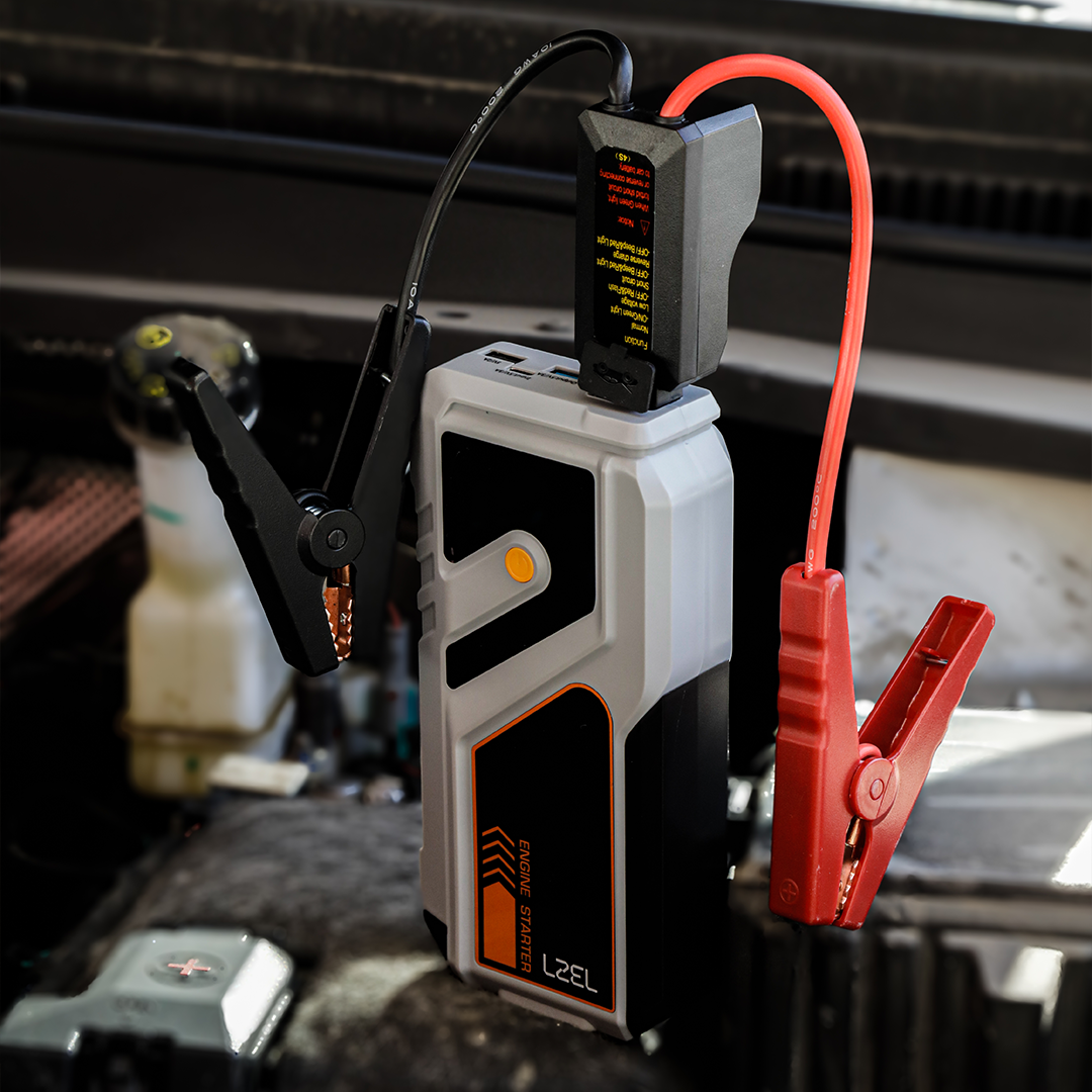 LZEL EnergizeIgnite Air 12000mAh 12V Car Jump Starter with LED Flashlight | Gray/Black