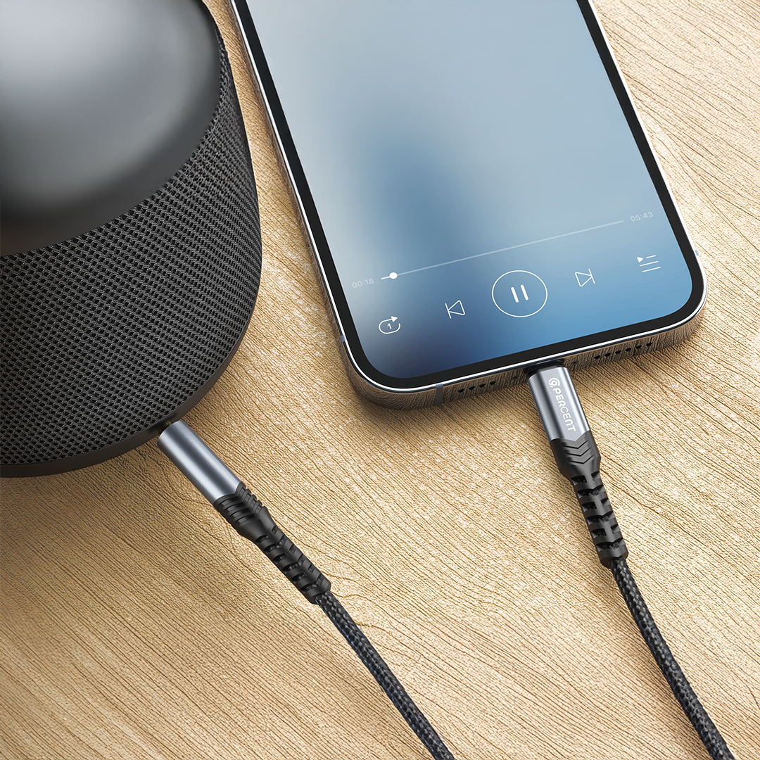 90 Percent AudioLine 90 Series USB-C to 3.5mm Audio Cable 1.2m | Black