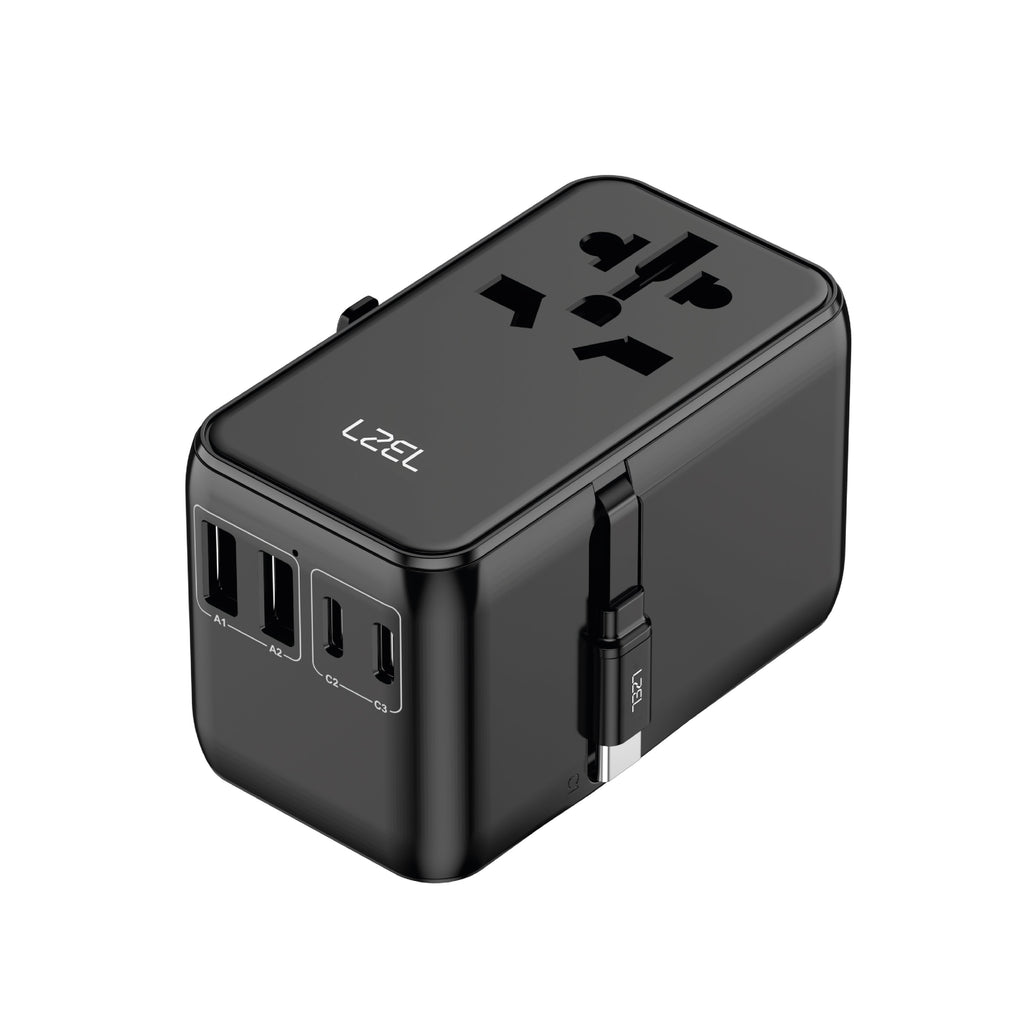 LZEL Voyage Elite Travel 45W GAN USB-C Fast Charging Adapter With Type-C Cable | Black