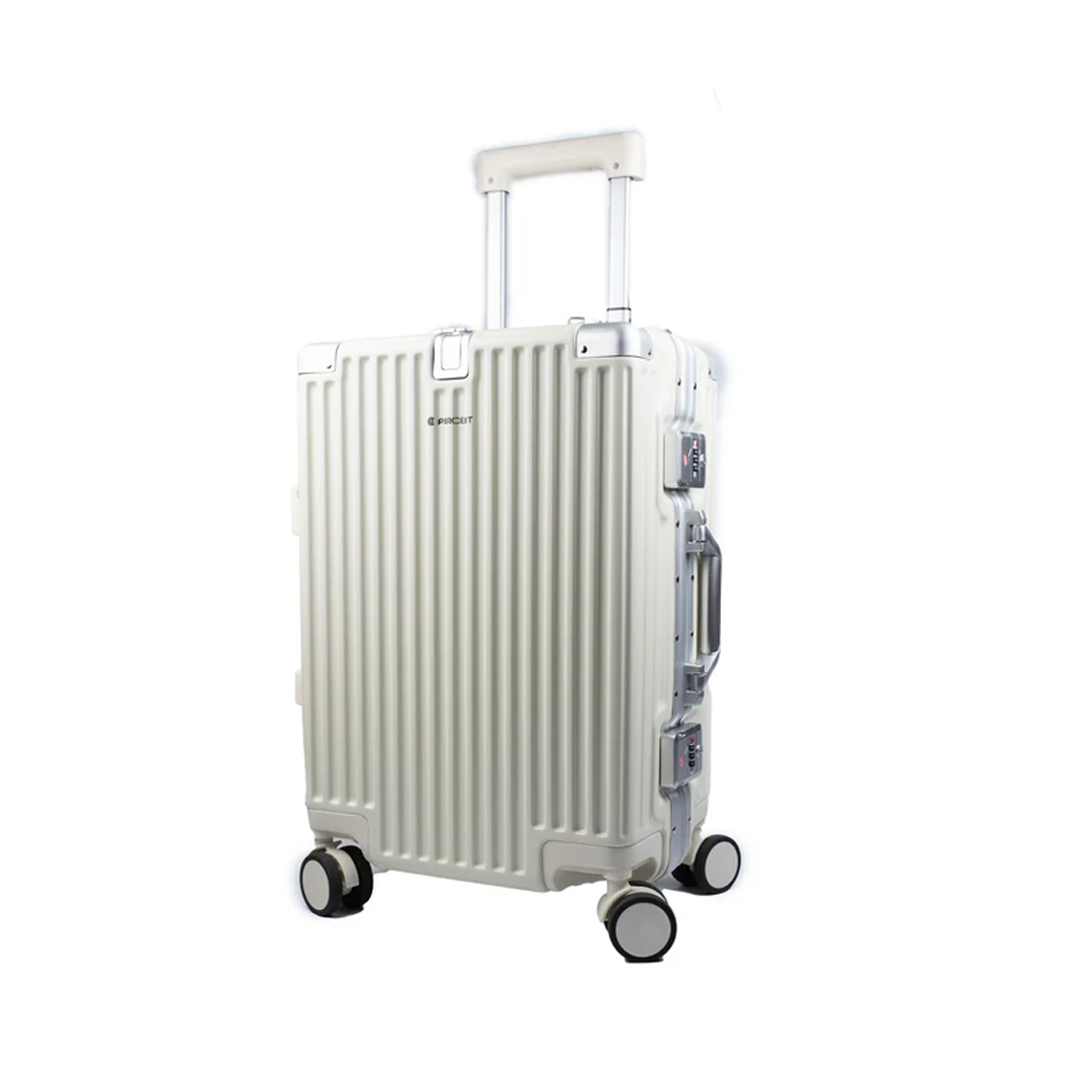 90 Percent 4 Wheels ABS Aluminum Frame 24 Inch Suitcase | White