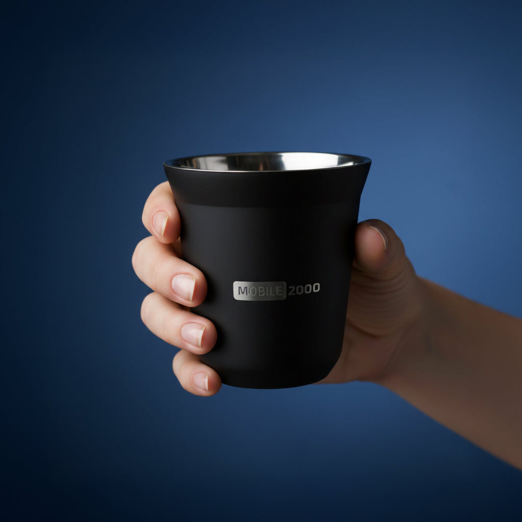 Small Double Wall Insulated Stainless Steel Espresso Cup 80 ml – Reusable & Dishwasher Safe Mugs | Black