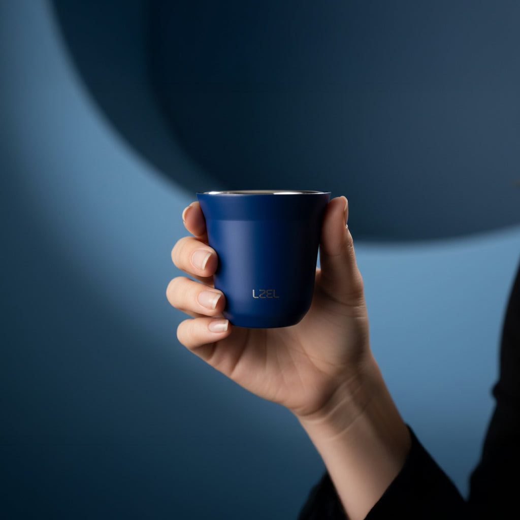LZEL Large Double Wall Insulated Stainless Steel Espresso Cup 160 ml â Reusable & Dishwasher Safe Mugs | Blue
