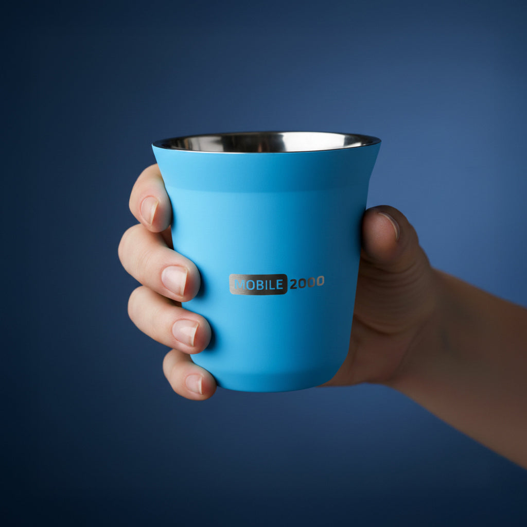 Small Double Wall Insulated Stainless Steel Espresso Cup 80 ml â Reusable & Dishwasher Safe Mugs | Blue