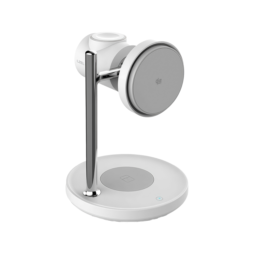 LZEL FlexDock Series 3-in-1 Magnetic Desktop Wireless Charger | White