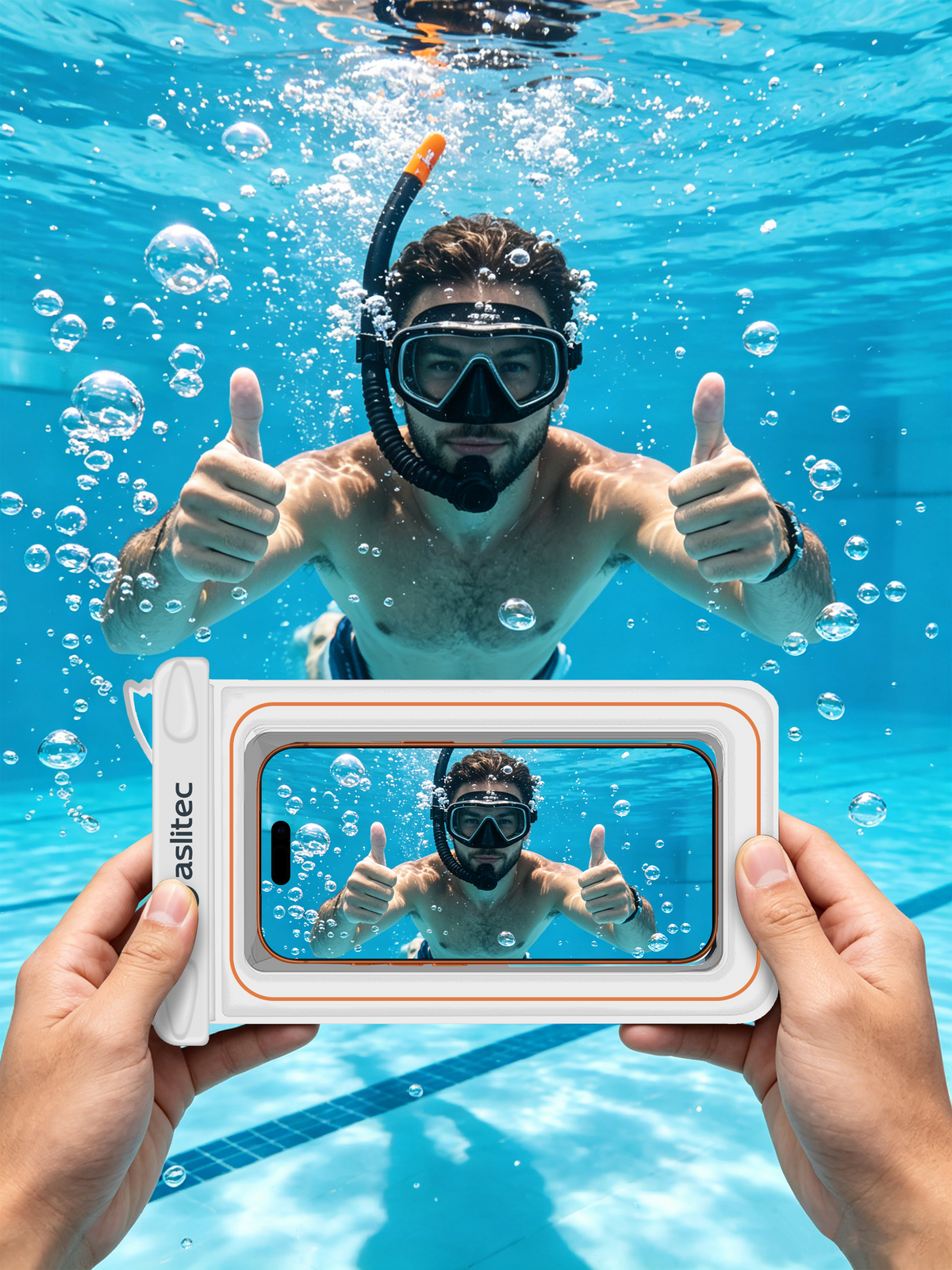 aslitec DIVEGUARD Pouch IP8X Waterproof Floating Phone Pouch With Touch Screen Access Fit Up to 8.9 inch