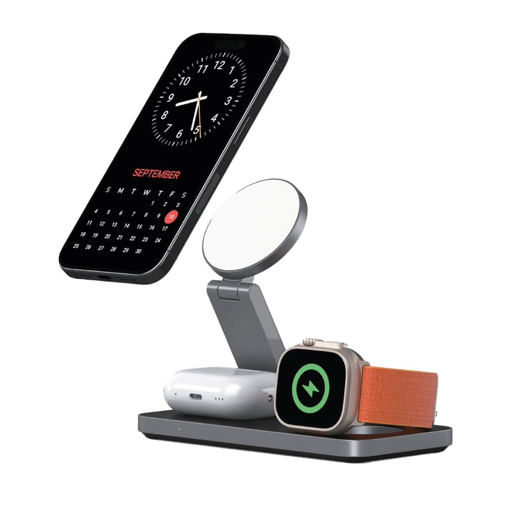 LZEL Magflecto Tripower 5-in-1 Foldable Charging Station Wireless PD 15W Max | Black