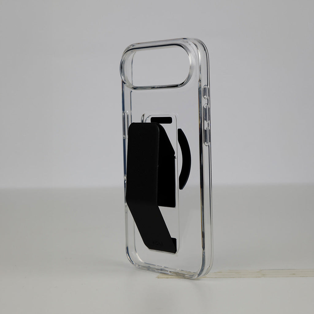 Asli Global MagTrox Gravitas Transparent MagSafe Case with Leather Grip for iPhone Air| Black